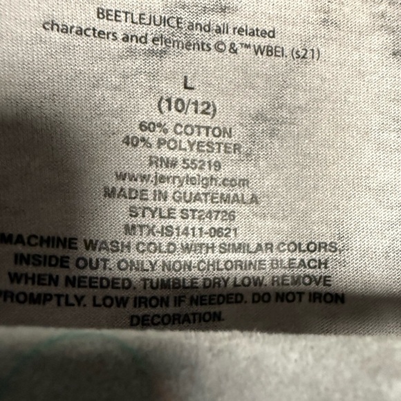 Beetlejuice Black and Grey Tie Dye Sparkly Graphic Crop Top Large - Picture 6 of 7